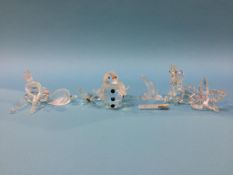 Six Swarovski glass figures
