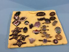 A collection of enamel badges