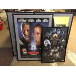 Signed movie posters, to include X Men 2, Hard Rain, Mr Bean, Rain Man, and Enemy of the State