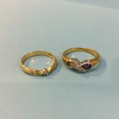 Two 18ct gold, diamond mounted rings, 5g