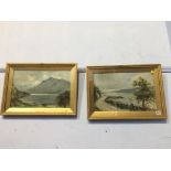 Pair, Stewart Rutherford (1900-1947), oil, signed, 'Turbet Loch Lomond' and 'West Loch Tarbet', 18cm