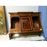 An Edwardian mahogany wall mounted breakfront cabinet, 74cm wide