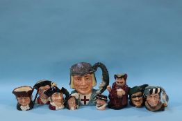 Nine various Royal Doulton Toby and character jugs