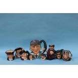 Nine various Royal Doulton Toby and character jugs