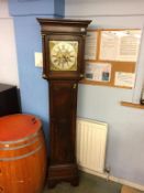 An oak long case clock by Ann Pigot of Nottingham, eight day movement, silvered brass dial,