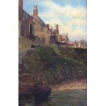 Frank Wright Bourdillon (1851-1924), oil, signed, 'Newlyn Harbour', 29cm x 19cm