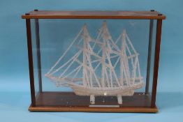 An unusual salt crystal model of a tall ship, 45cm width, 33cm height