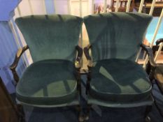 A pair of open armchairs, with cabriole legs
