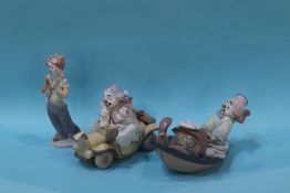 Three boxed Lladro clown figures