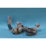 Three boxed Lladro clown figures