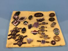 A collection of enamel badges