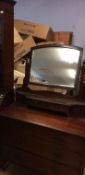 A mahogany bureau bookcase, treddle sewing machine and dressing chest (3)