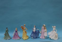 Five Royal Doulton figurines and Coalport figures