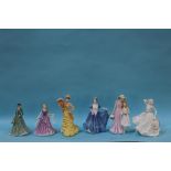 Five Royal Doulton figurines and Coalport figures