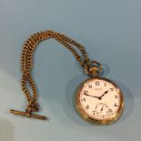 A gold plated pocket watch and Albert