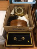 A Junghans electric mantle clock, a deed box etc.