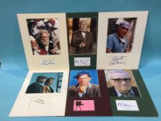 Assorted mounted photos and signed cards, to include Jason Robards, Jeff Bridges, James Caan, Karl