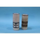 Two Troika cylindrical vases, 14cm and 13cm height