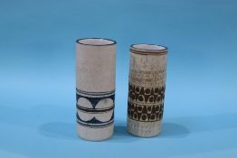 Two Troika cylindrical vases, 14cm and 13cm height