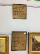 Two samplers, Isabelle Robson, 1866, and the other dated 1818