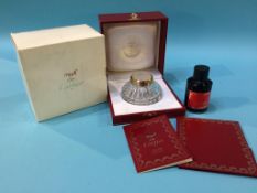 A Cartier inkwell, unused and sealed, in box, with paperwork and bottle of ink