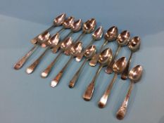 A collection of Georgian and early Victorian silver spoons, various makers, 5oz