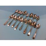 A collection of Georgian and early Victorian silver spoons, various makers, 5oz