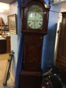 A mahogany long case clock by H. Spark of Haswell, with painted dial, two subsidiary dials and