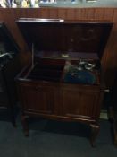 A mahogany cased Concordia wind up gramophone