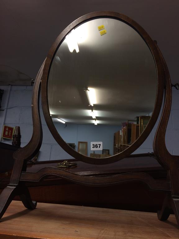 A mahogany dressing table mirror