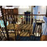 Two bamboo occasional tables, plant pedestal and an occasional table (4)