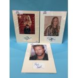 Assorted mounted photos and signed cards, to include Valerie Bertinelli, Lea Thompson, Sarah Jessica