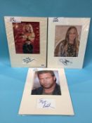 Assorted mounted photos and signed cards, to include Valerie Bertinelli, Lea Thompson, Sarah Jessica