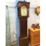 An oak cased long case clock, with painted dial, thirty hour movement, date aperture, by Sleigh of
