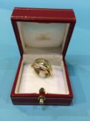 An 18ct Cartier 'Trinity' ring, boxed, size 'L', 8g