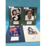 Assorted mounted photos and signed cards, to include Martin Sheen, Maximillion Schell, John