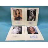 Assorted mounted photos and signed cards, to include Kate Beckinsale, Hilary Duff, Valerie