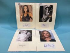 Assorted mounted photos and signed cards, to include Kate Beckinsale, Hilary Duff, Valerie
