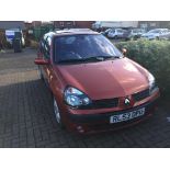 A Renault Clio Dynamique DCI 100, registered 29/01/2004, 1.4 cc, MOT until 17/02/2022, mileage 213,