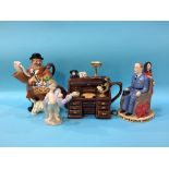 A Lady Grace china limited edition commemorative figure of William and Kate, two Ringtons teapots