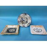 A 19th century earthenware plate and two Sunderland lustre plaques