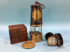 An Eccles miners lamp, boxed, T.B. Winter air meter etc.