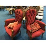 A pair of reproduction button back nursing chairs