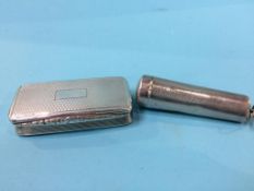 A silver box, Nathanial Mills, Birmingham, 1830? and a silver cheroot holder, 78g
