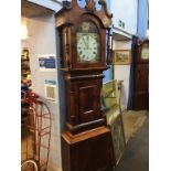 A mahogany long case clock, with painted dial and eight day movement by G. E. Steele of Chester Le