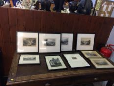 Nine various prints and engravings