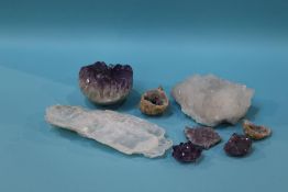 A selection of amethyst geodes, quartz etc.