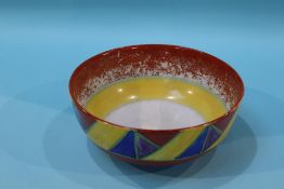 A Newport pottery 'Bizarre' by Clarice Cliff circular bowl, decorated with coloured geometric