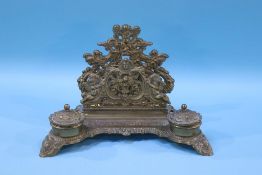 A pierced brass inkstand