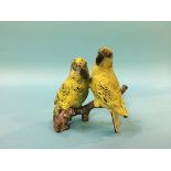 A cold painted bronze figure group of a pair of Budgies by Franz Bergman, stamped 'Namgreb', 10cm